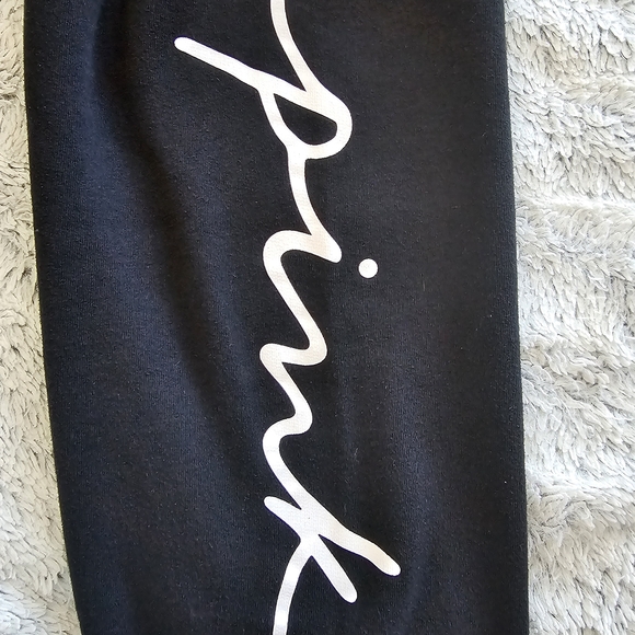 PINK Victoria's Secret Black Joggers with White Script - Picture 2 of 4